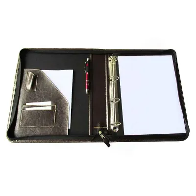 Pasta fichário em sintético com fechamento em zíper 