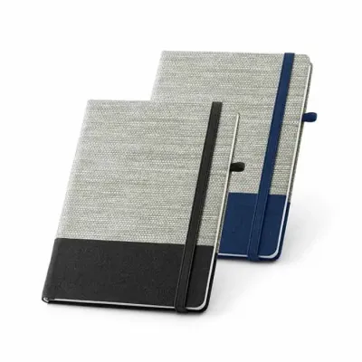 Caderno A5 Rousseau VK93268. Caderno capa dura. Palha e algodão canvas. 96 folhas pautadas. Supor...