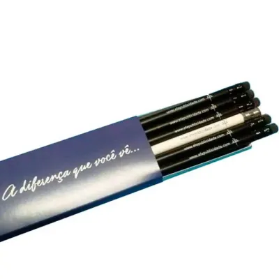 Kit 6 Lápis com Borracha natural, branco e preto 