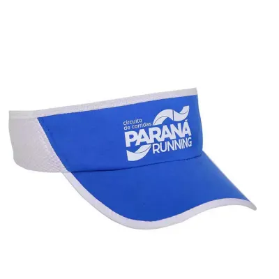 Viseira Personalizada VS012 para corrida cor branca e azul com logo promocional 