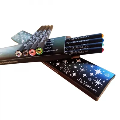 Kit 4 EcoLápis Madeira Preta com 4 Cristais