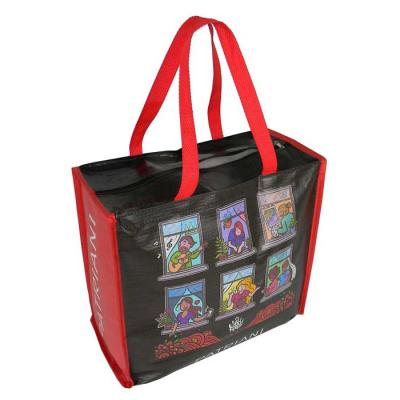 Bolsa preta e vermelho em Ráfia com ziper