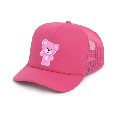 Boné trucker em brim e tela - rosa