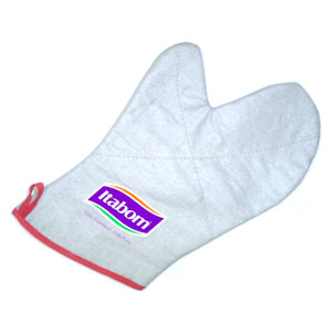 Luva térmica confeccionada em tecido brim com forro.