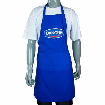 Avental Personalizado cor azul com logo danone no peito- personalizado