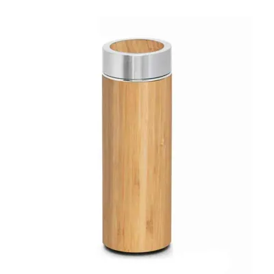 Garrafa térmica em Bambu e aço inox
