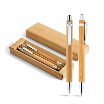 Conjunto de esferográfica e lapiseira Bambu