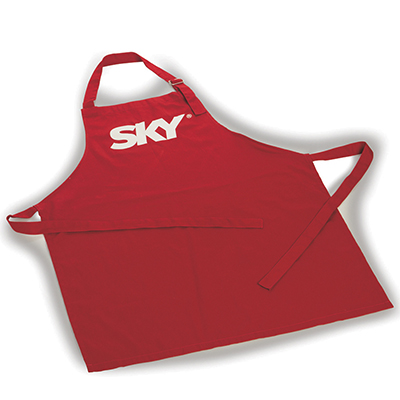 Avental feito em brim profissional 100% algodão com reguladores e logo frontal cor vermelha