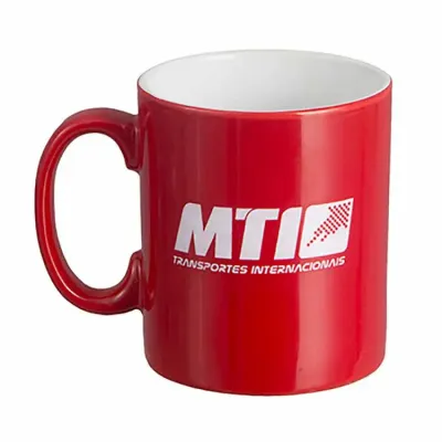 Caneca personalizada reta, bicolor vermelha/branca - 300ml com Caixa em Craft.