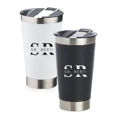 Copo Térmico De Inox 500ml Com Tampa E Abridor (branco e preto)