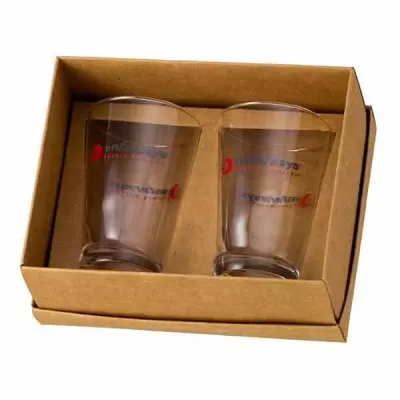 Kit Personalizado em Caixa Craft com Berço - Contendo 02 Copos Calderetas - 350 ml.