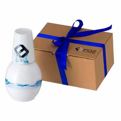 Moringa Bojuda Personalizada - 1 Litro com Copo em Caixa Craft com Fita de Cetim.