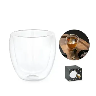 Copo de vidro isotérmico com parede dupla isolada