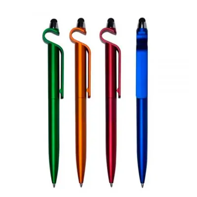 Caneta com suporte de celular em várias cores