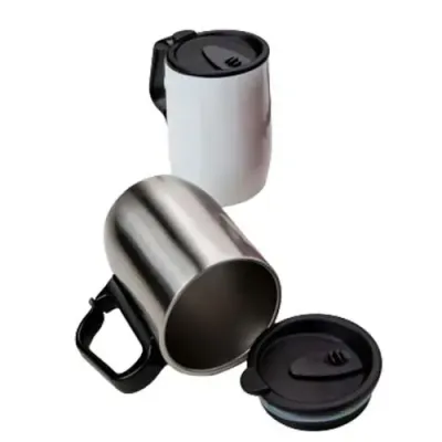 Canecas inox térmica 400ml - preta e  branca