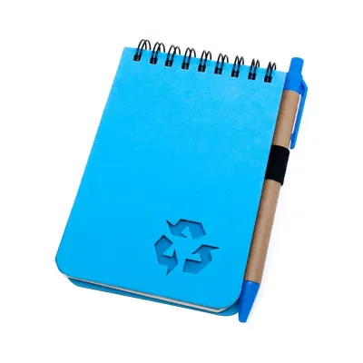 Bloco Ecológico Azul com caneta