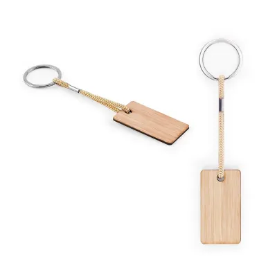 Chaveiro Tag em bambu, com cordão em PET