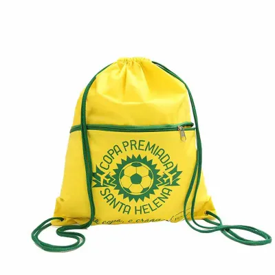 Mochila saco com bolso e zíper personalizado