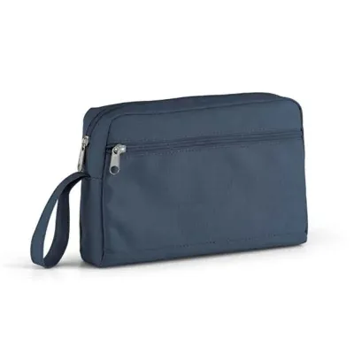 Nécessaire azul com fechamento em zíper 