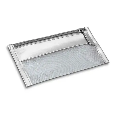 Nécessaire na cor prata, tamanho 170 x 100 mm