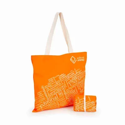 Sacola dobrável laranja em poliéster