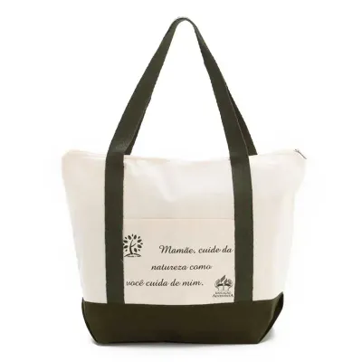 Sacola com zíper e bolso frontal 