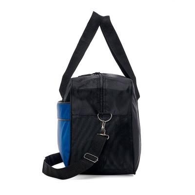 Bolsa Poliéster 33 Litros alça de mão e ombro -cor azul e preta- lateral com mosquetão para alça