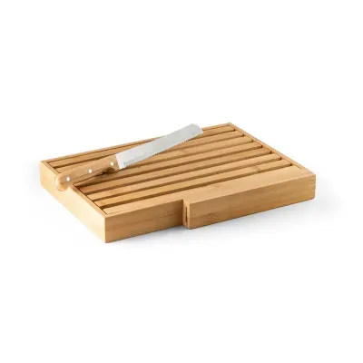 Tábua para pão em bambu com faca em aço inox
