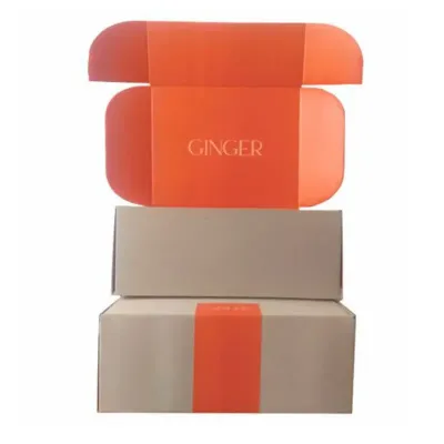 caixa para entrega ecomerce laranja cru logo ginger