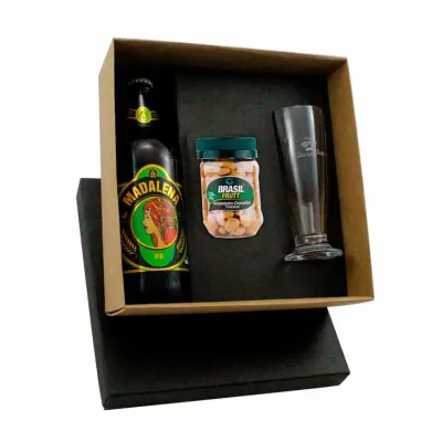 Kit com Cerveja Madalena 1 taça e pote de nutts