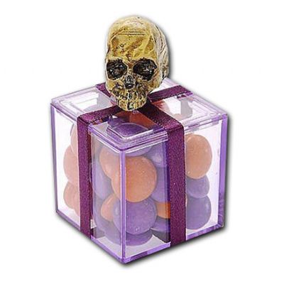 Kit Halloween com balas coloridas em caixa de acrílico