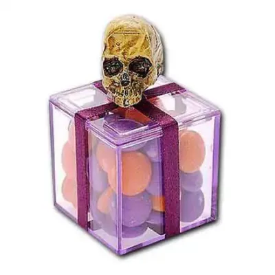 Kit Halloween com balas coloridas em caixa de acrílico