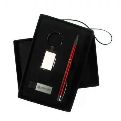 Conjunto Caneta, chaveiro, Pen Drive Prata