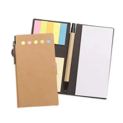 Bloco de Anotações com sticky notes e caneta personalizado