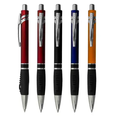 Caneta Esferográfica Plástica Detalhe Emborrachado 1