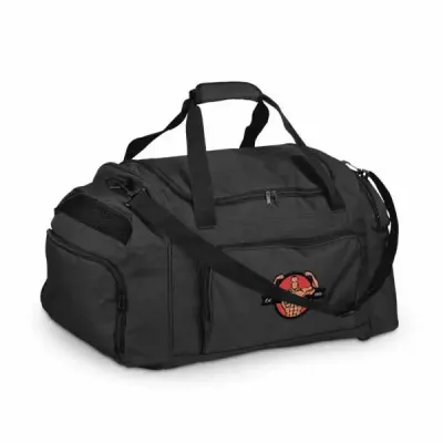 Bolsa esportiva. Poliéster 300D. Bolsos laterais. Bolso frontal. Fundo com placa rígida. Alça aju...