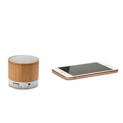 Caixa de som com microfone Bambu com transmissão por bluetooth