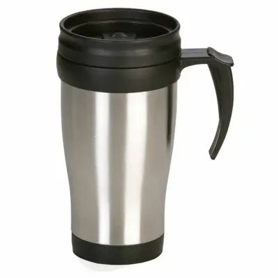 Caneca em aço inox. Capacidade de 400 ml