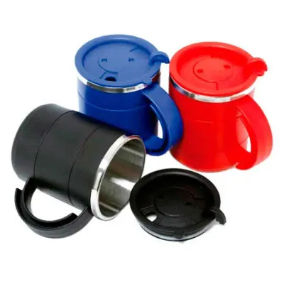 Caneca fosca com tampa e capacidade para 400 ml