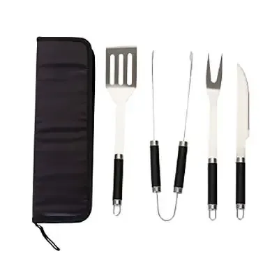 Kit churrasco com 4 peças, cabo de PVC