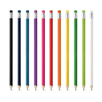 Lápis apontado com borracha, grau de dureza HB - opções de cores 