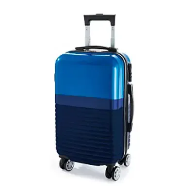 Mala de viagem executivo. ABS e PC. Interior forrado, com divisória. 4 rodas duplas giratórias