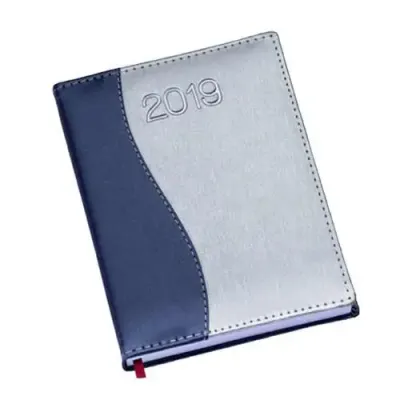 Agenda diária em material sintético e impressão baixo relevo.