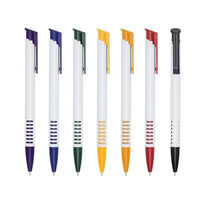 Caneta Plástica com acionamento por clique: opções de cores