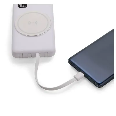 Power Bank em plástico com capacidade de 10.000mAh