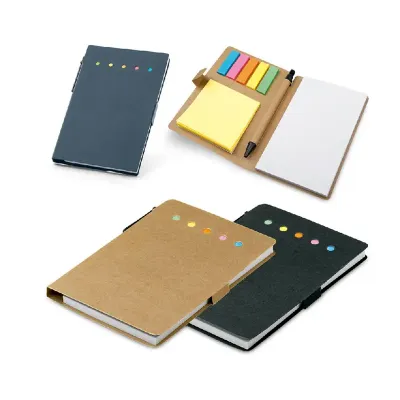 Caderno ecológico com adesivos: opções de cores