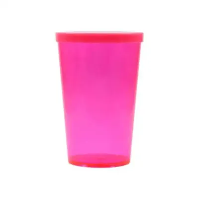 Copo plástico ou acrílico liso com tampa rosa