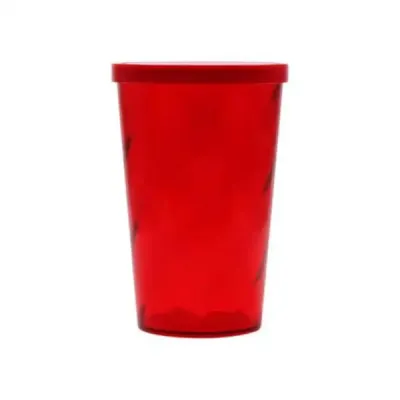 Copo plástico ou acrílico com tampa coqueteleira vermelho