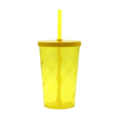 Copo plástico ou acrílico espiral amarelo 550 ml