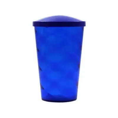 Copo plástico ou acrílico com tampa na cor azul